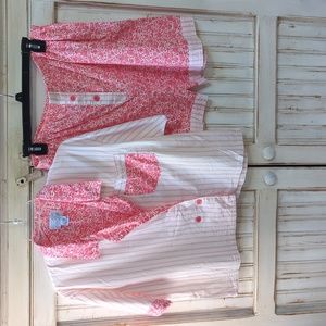 Rene Rofe sleepwear coral/  salmon and white short set. Lg